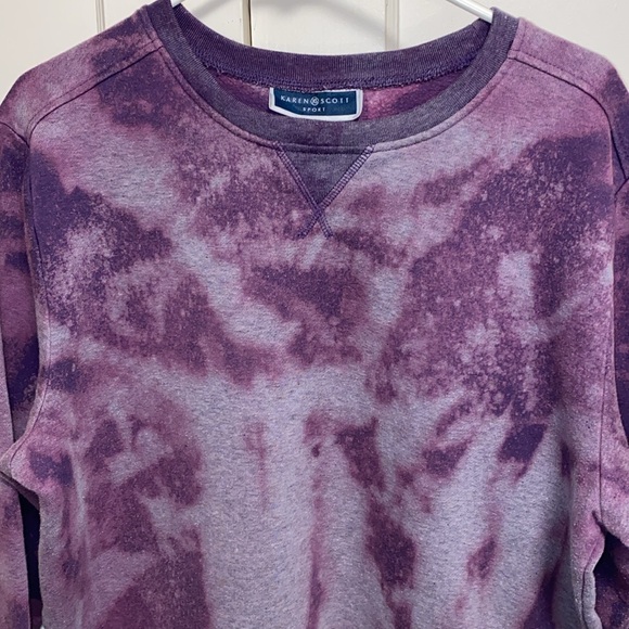 Karen Scott Sport PXL Purple Bleach Dye Pullover Sweater - Picture 4 of 11